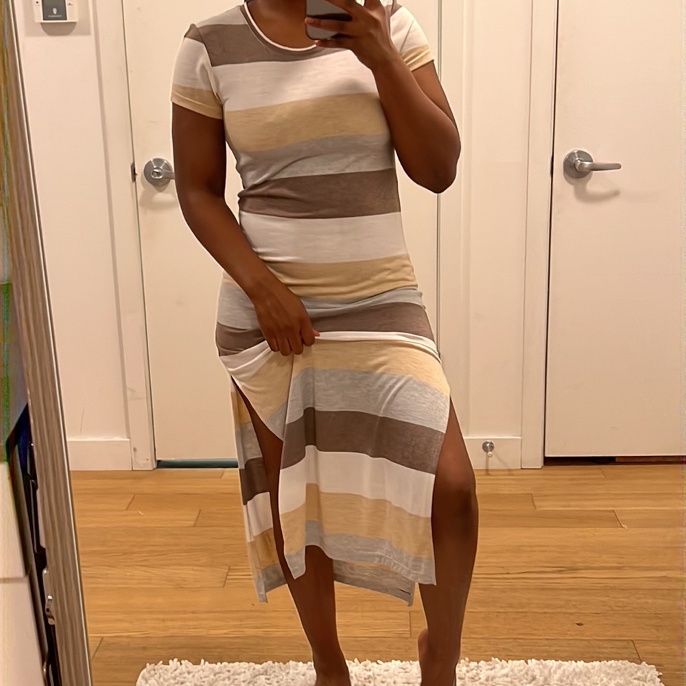 Soft T Shirt Maxi Dress with Side Slits Size S Lightly Worn